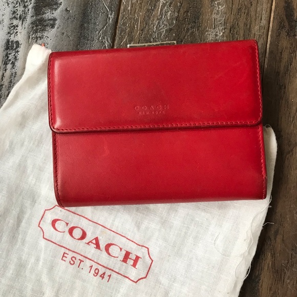 Coach Handbags - Coach Vintage Polished Calfskin Leather Mini Frame Wallet, 7891, 2000, Y2K, Red
